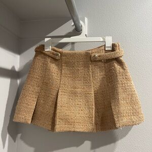Astr Beige Tweed Mini Skirt